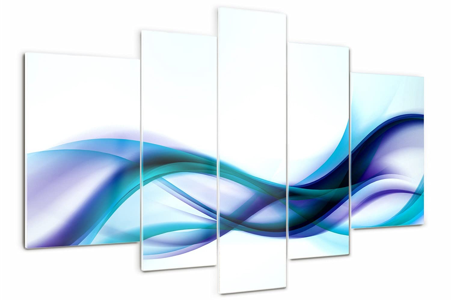 Art mural en verre acrylique haut de gamme triptyque 5 pièces vagues