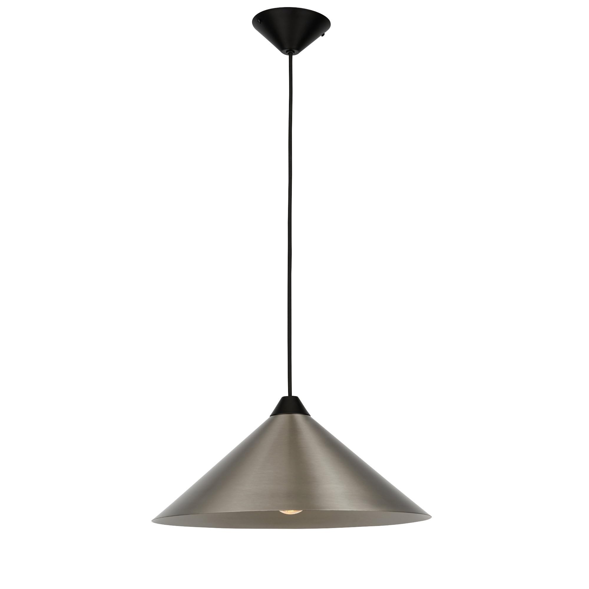 firstchoicelighting Brushed Chrome Ceiling Pendant Light, Modern Kitchen Dining Island Lighting, Diameter 40cm, Height Adjustable