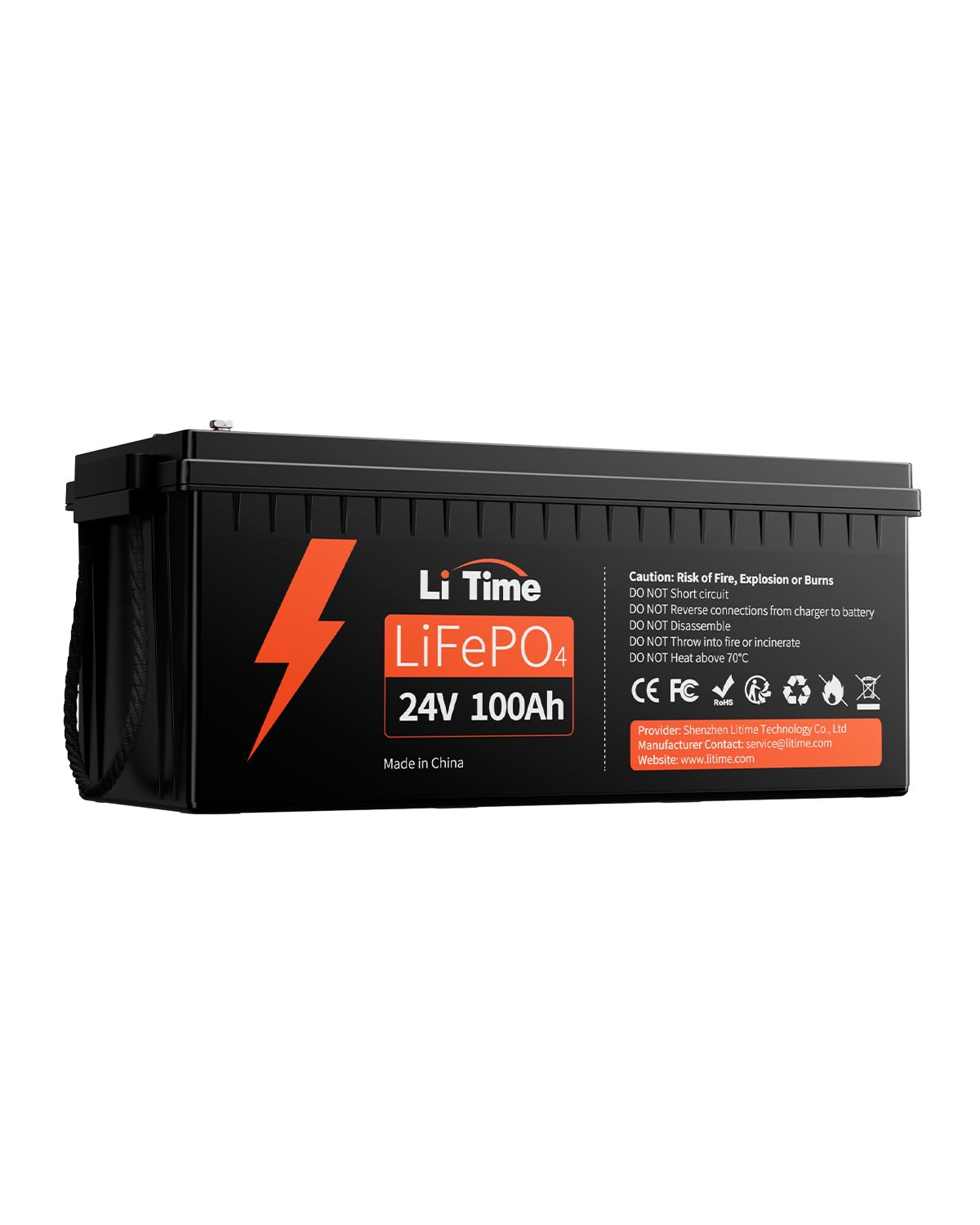 LiTime Bateria litowa LiFePO4 24V 100Ah, Akumulator LiFEPO4 Wbudowany 100A BMS, 4000+ Cykli, 10 Lat Żywotności, Bateria Lifepo4 24V Odpowiednia Do Przyczep Kempingowych, Solarnych, Morskich