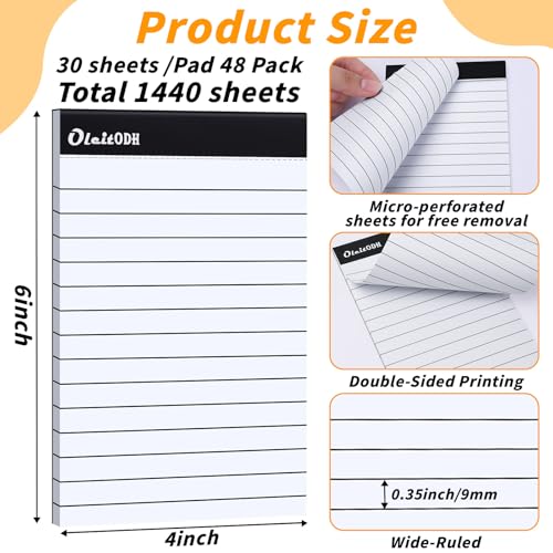 Image of Oleitodh 48 Pack 4 x 6 Inch Notepads White Memo Pads Writing Pads