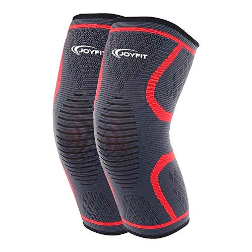 JoyFit Spandex-Knee Sleeve Pair For Pain, Running, Support, Sports, Basketball, Badminton, Jogging, Gym, Workout, Arthritis For Men And Women (Medium)