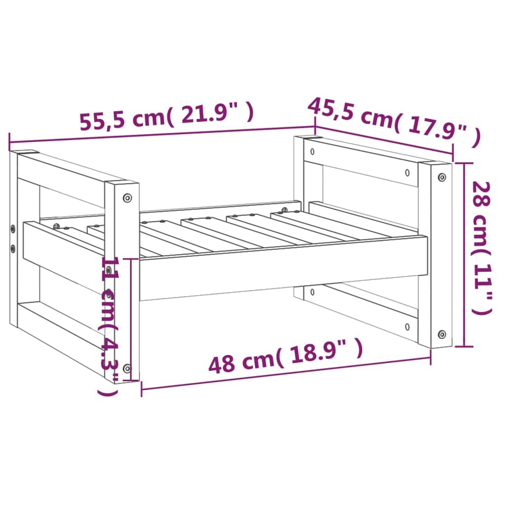 Cama para perros de madera de pino maciza, espacio para dormir estable para perros en blanco, diseño atemporal para perros pequeños, 55,5 x 45,5 x 28 cm, construcción robusta para el salón