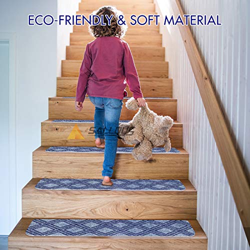 image for SALLOUS Non-Slip Stair Treads Carpet, Set of 15 Self Adhesive Stair Tr