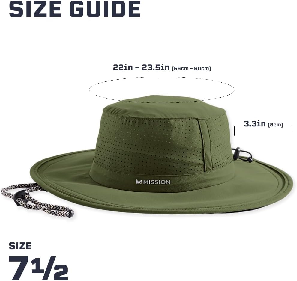 MISSION Cooling UPF Boonie Hat - Unisex Sun Hat for Hiking, Beach & Fishing - Sweat & Water Activated Technology