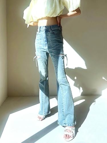 RESEXXY　リゼクシー　カットアウトリボンデニムパンツ　ブルー　Мサイズ RESEXXY リゼクシー カットアウトリボンデニムパンツ 限定価格 即日