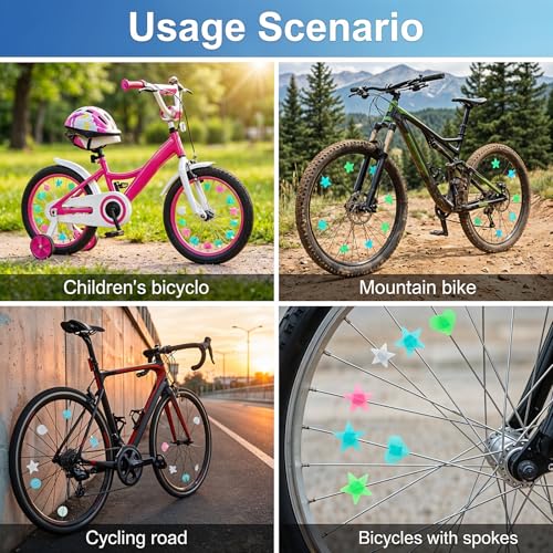 Apojgitn 108 Pcs Glow in The Dark Bike Spoke Beads - Wheel Lights & Sound Maker for Kids Bicycles, Easy Clip-On Colorful Spoke Decorations, Fun Night Riding Accessories for Boys & Girls