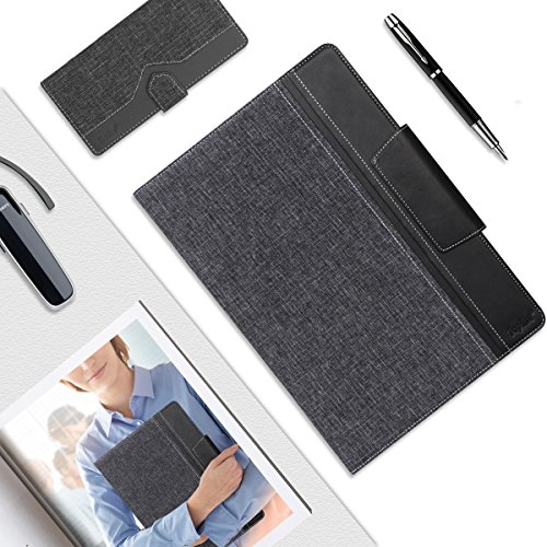 Toplive Portfolio Case Padfolio, Executive Business Document Organizer With Letter Size Clipboard, Business Card Holder, Tablet Sleeve(Up To 10.5" Tablet), For Business School Office Conference, Black #TOP7