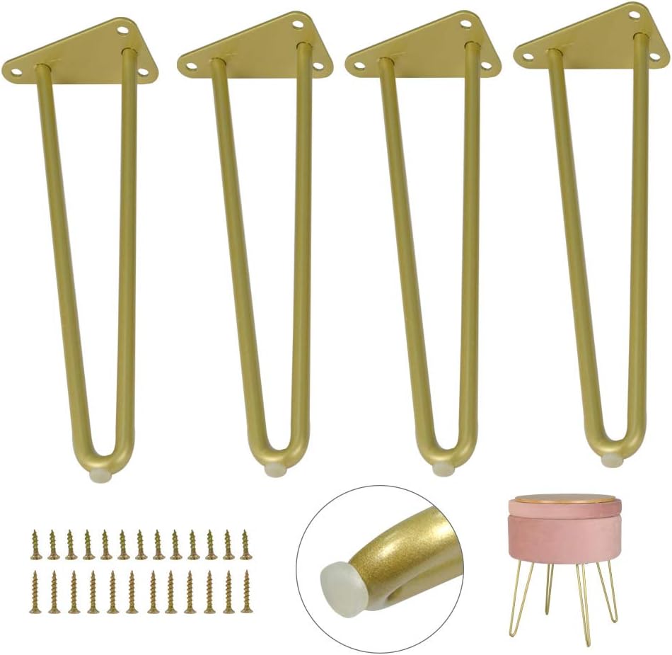Gold Hairpin Legs 10 inch 4pcs Heavy Duty Metal Coffee Table Furniture Legs with