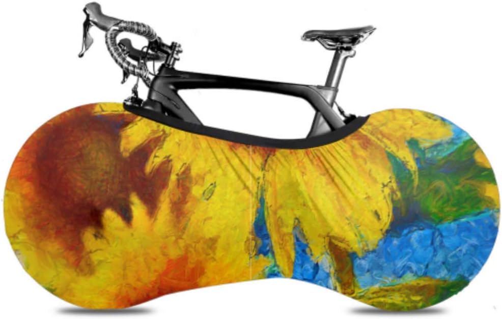 VvxXvx Oil Painting Golden Yellow Sunflower Bicycle Indoor