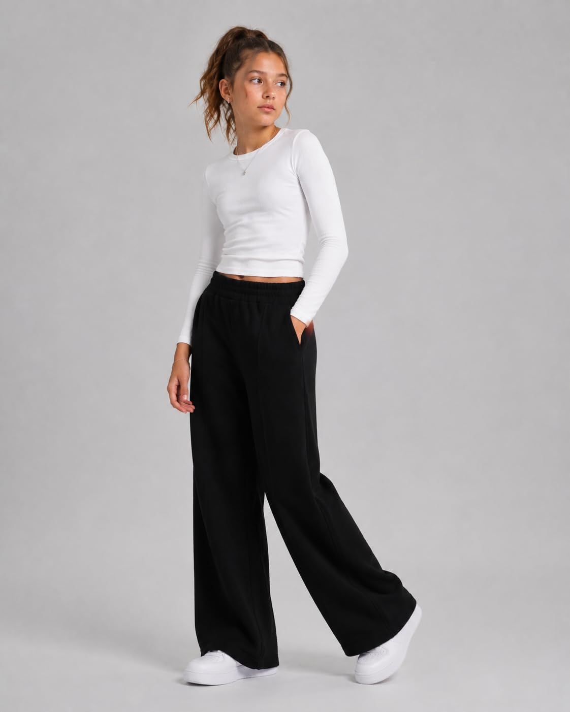 Teen Girls Sweatpants 2 Pack Wide Leg Baggy Sweat Pants with Pockets Size 7-16