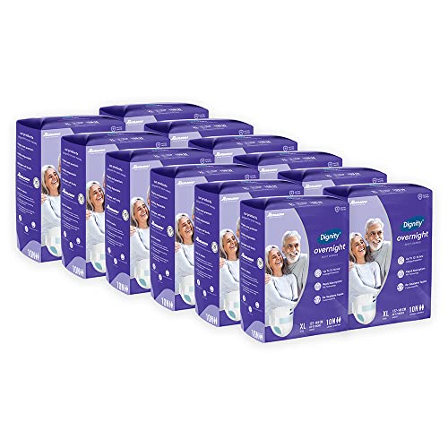Image of DIGNITY Overnight Tape Style Adult Diapers - XL (120 Pieces) With Wetness Indicator and Leakage Protection Upto 12-16 Hrs.