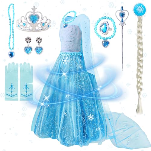 LOVICVKEM Elsa kostüm mädchen, ELSA Mädchen Prinzessin 11-teiliges Set...