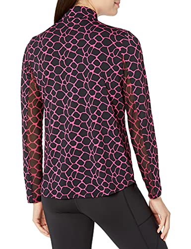 Tribal Women's L/S Mock Neck Cardigan, Fuchsia, M #TOP1