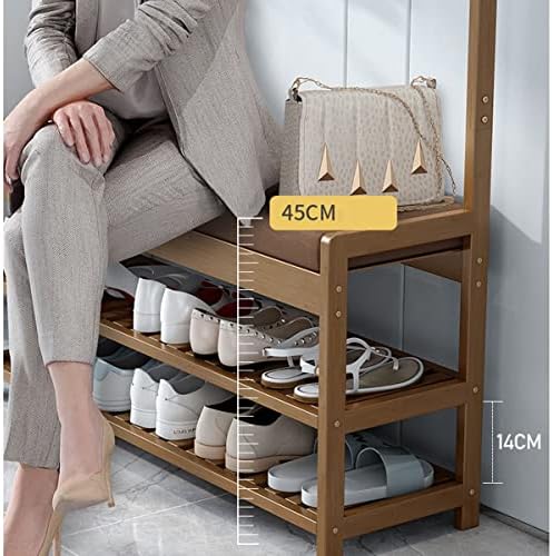 Multifunctional Entryway Furniture - 3-in-1 Bamboo Hall Tree with Coat Hooks and Shoe Storage Bench, Space-Saving Organizer for Home Entry