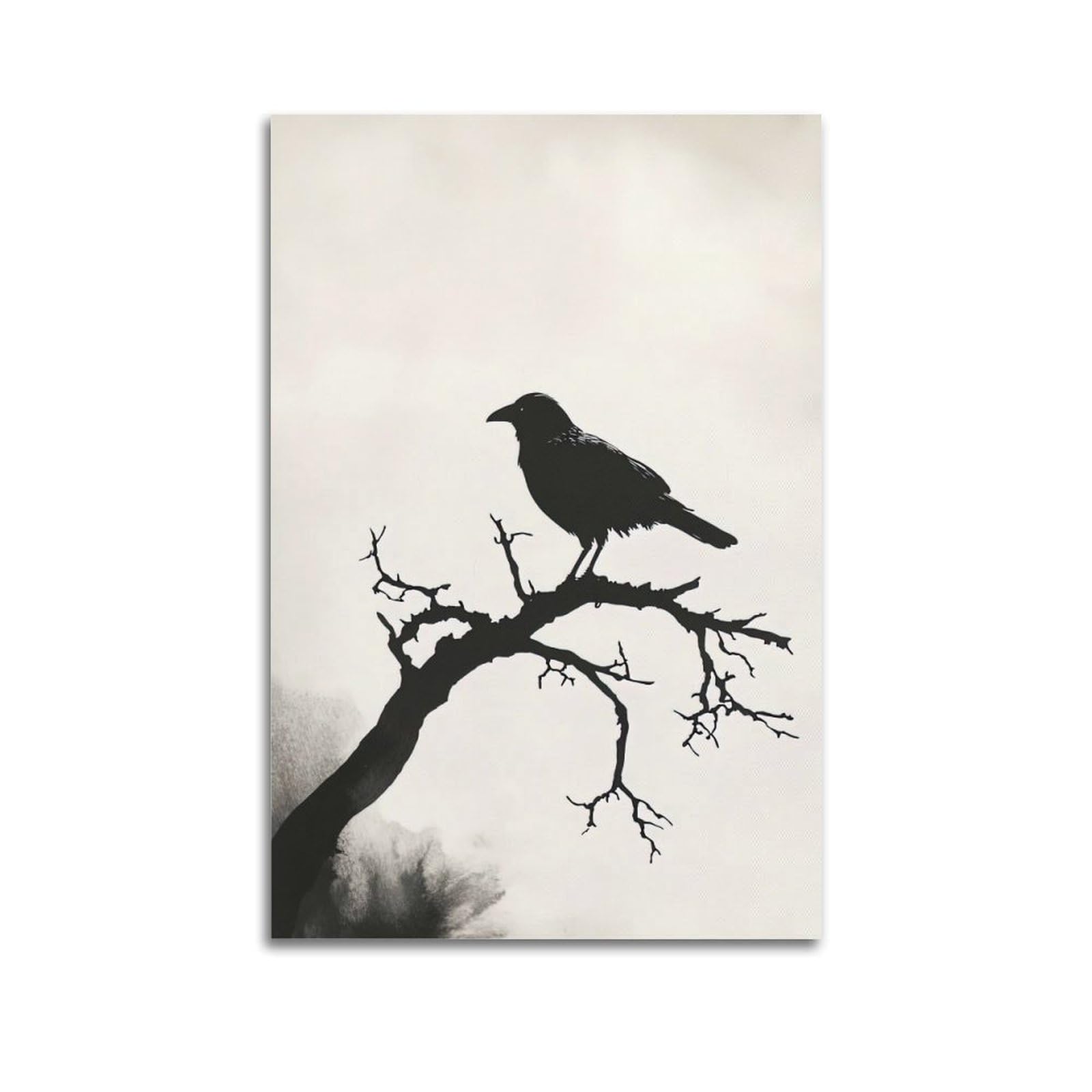 WZKTCL Animal Poster The Lonely Crow Poster Decorative Painting Canvas Wall Posters And Art Picture Print Modern Family Bedroom Decor Posters 24x36inch(60x90cm)