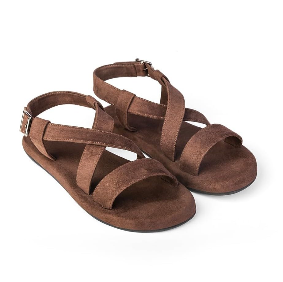 Calor Luxe Crossover Vegan Suede Sandals for Men | Adjustable Slingback Flat Sandal | Lightweight Casual & Everyday Footwear-image-11