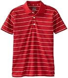 Greg Norman Collection Boy's Protek Micro Pique Stripe Polo Shirt, Cardinal, Small