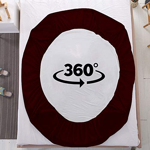 Image of Lithara Cotts Wonder Mattress Protector for Single Bed | Water Resistant & Stretchable Fabric | Size : 72 x 36 Inches (6x3 Feet) | (Maroon)