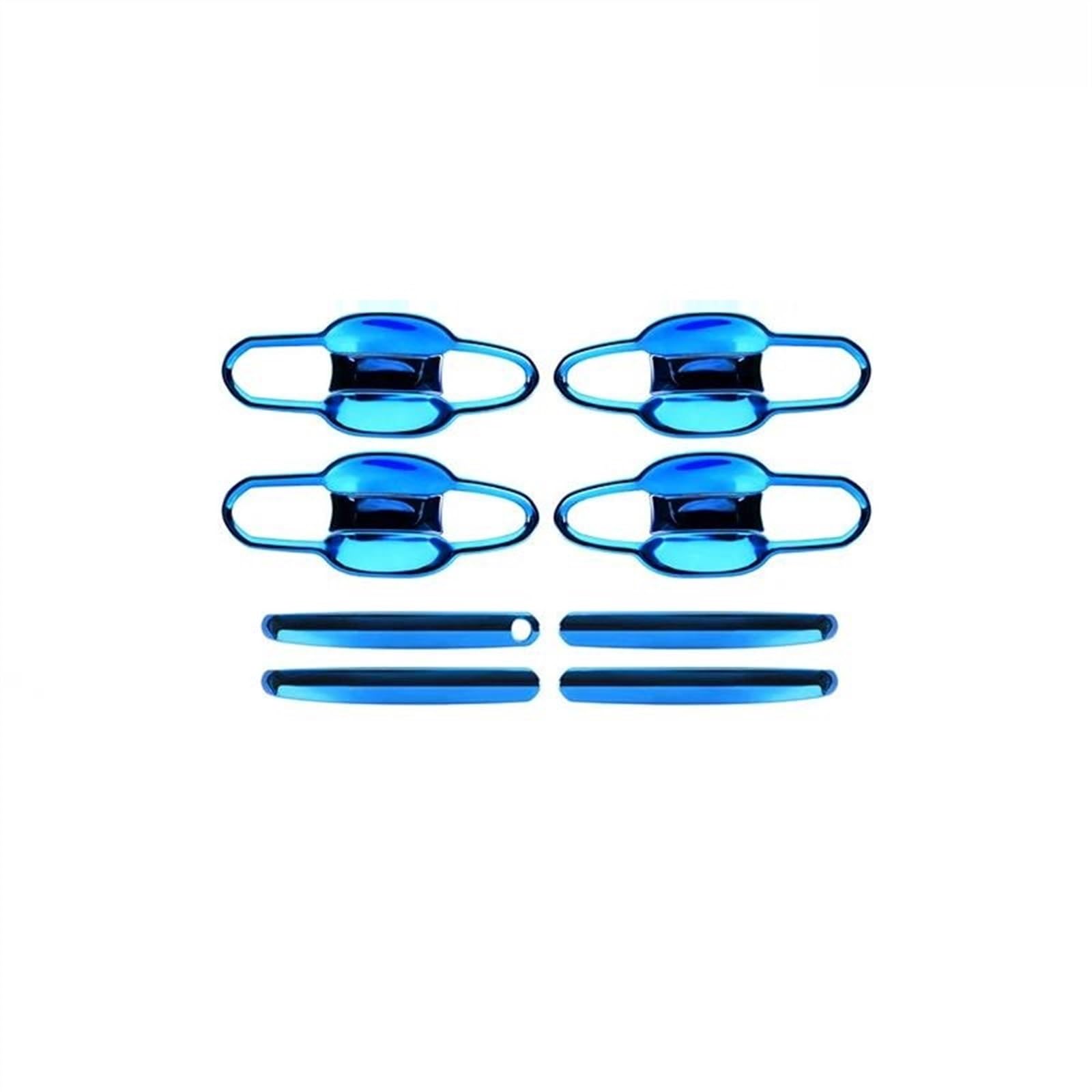 Kjhopy Blu 4/8 Pieces Car Electroplating Exterior Door Handle Strip Cover W/Smart Keyhole For Toyota Rav4 2019-2023 Rav 4 Xa50 Exterior Door Handle(Blu)