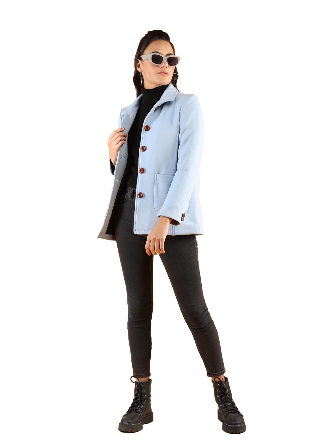 chkokko Winter Wear Single Breasted Stylish Coat Blazer For Women-picture-23