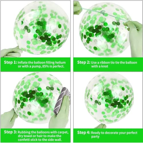 Image of AMFIN (Pack of 20) Confetti Balloons with Matching Ribbion, Party Decoration Items - Green