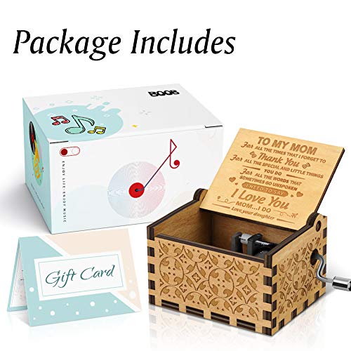 Kafete Music Box Hand Crank Engraved Musical Box-U R My Sunshine Mechanism Antique Vintage Personalizable Gift for Mom from Daughter