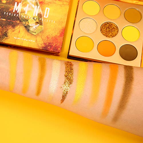 Docolor Eyeshadow Palette 9 Colors Gemstone Shadow Palette Highly Pigmented Mattes Shimmers Naked Smokey Glitter Cream Colorful Powder Blendable Long Lasting Waterproof Makeup Palette-Yellow #TOP2