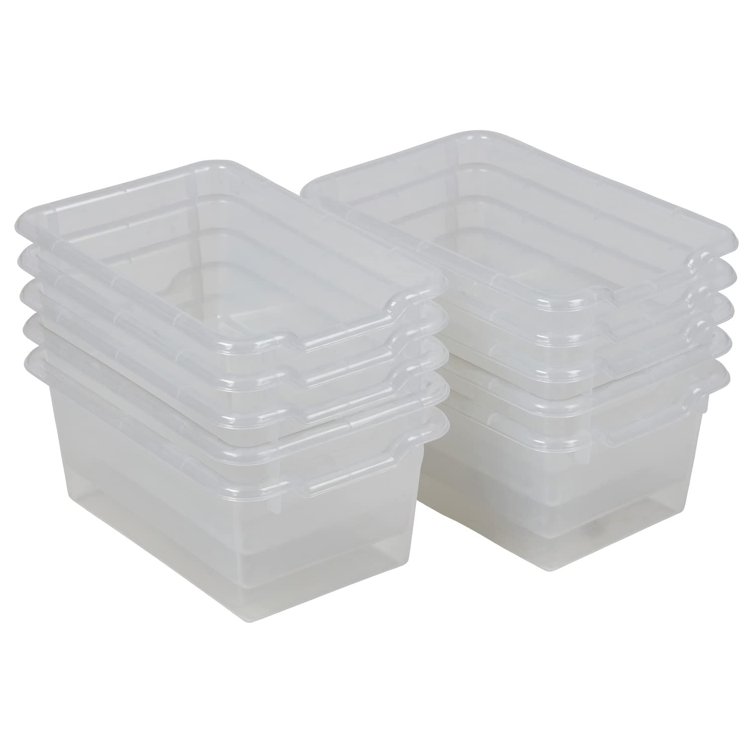 ECR4Kids Scoop Front Storage Bins, Multipurpose Organization, Clear, 10-Piece