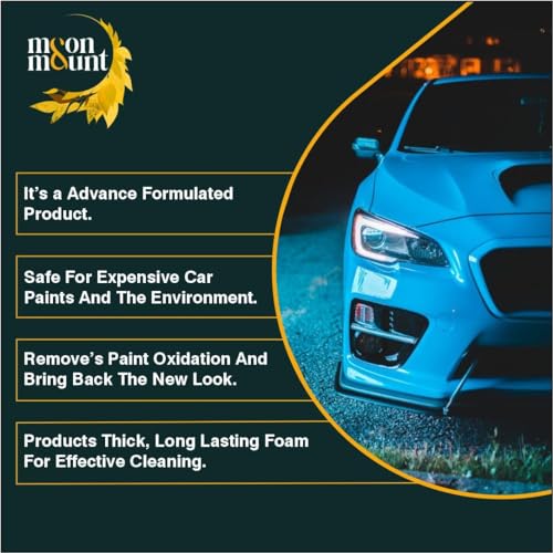 Image of Moon & Mount Car Wash Shampoo 5L | Lemon | pH 7.0 | Ceramic & PPF Safe 90%+ foam in hard water. 4-min panel cling. 160+ washes at 30ml. Foam cannon & bucket. Matte safe. Bike & SUV compatible.