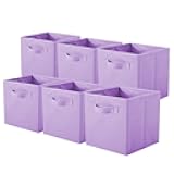ShellKingdom Storage Bins, Foldable Fabric Storage Cubes And Cloth Storage Organizer Drawer For Closet And Toys Storage, 6 Pack (Lavender)