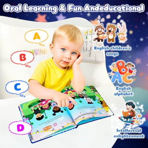 Image of PATPAT 30 Pages Intelligent Book for Kids, Learn and Play Sound Book for Kids with 15 Songs and Lyrics, Educational Sound Books for Toddlers and Kid Toys for 2-5 Years Boy (Battery Not Included)