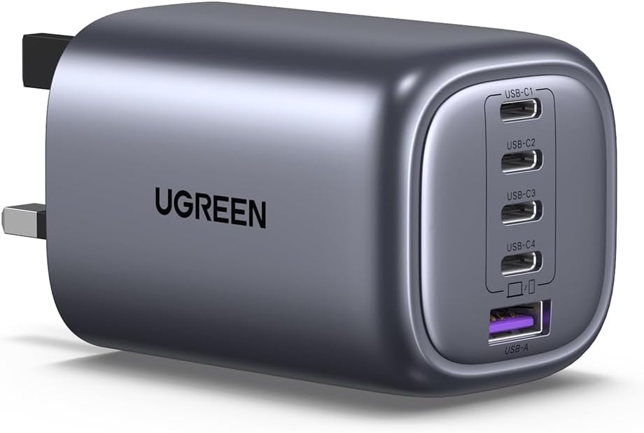 UGREEN Nexode 5-Port 100W USB C Charger, GaN Type-C Fast Wall Charge Plug Laptop Charging Adapter Compatible for MacBook Air, HP/Dell/Lenovo, iPad, iPhone 17/16 Pro Max, Galaxy S25 Ultra