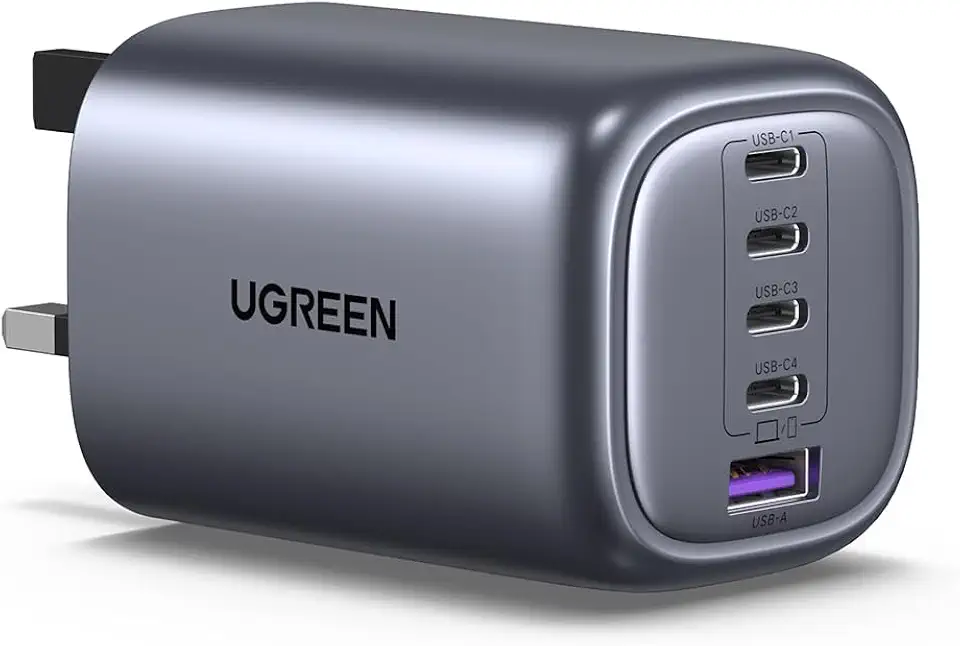 UGREEN Nexode 5-Port 100W USB C Charger, GaN Type-C Fast Wall Charge Plug Laptop Charging Adapter Compatible for MacBook Air, HP/Dell/Lenovo, iPad, iPhone 17/16 Pro Max, Galaxy S26 Ultra