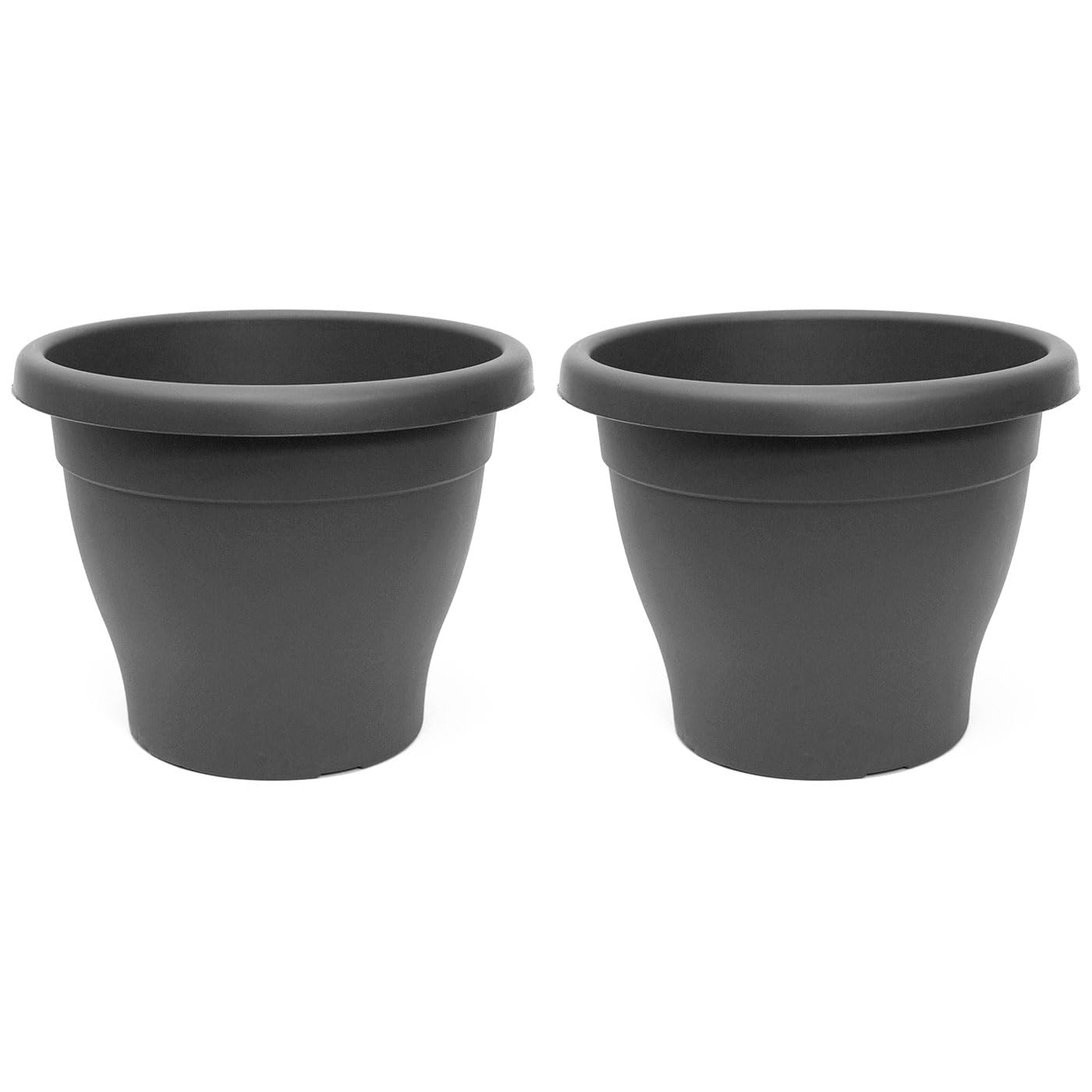 Acan Tradineur - Confezione da 2 vasi rotondi in plastica per piante e fiori mediterranei con fori inferiori. Vaso per fiori per esterni e interni