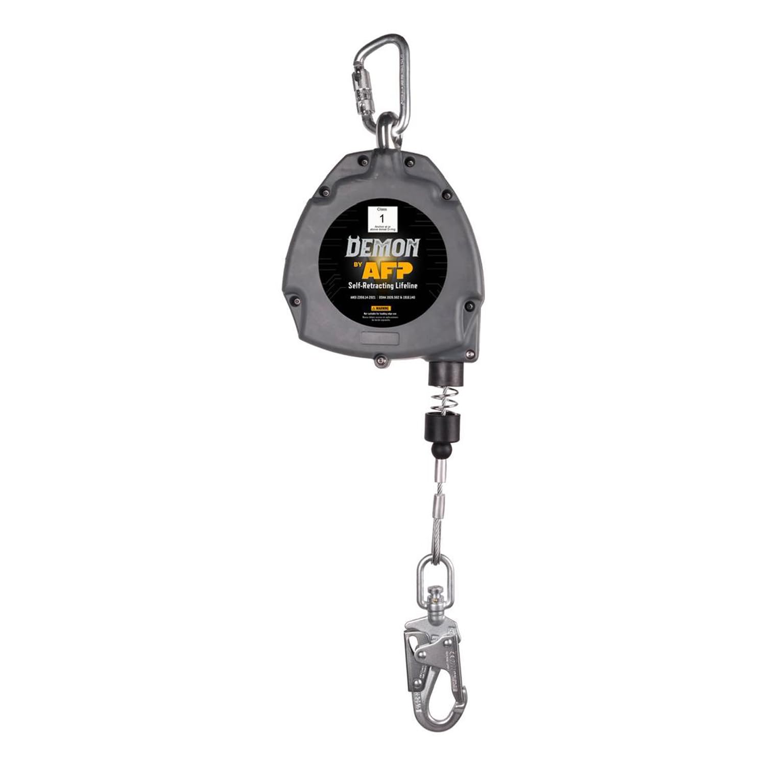 Photo 1 of AFP Demon 50 FT Single Leg Self-Retracting Lifeline Cable Retractable | Steel Locking Snap Hook | Safety Yoyo | Fall Protection Arrest Limiter | Construction Industrial | OSHA & ANSI Rated SRL