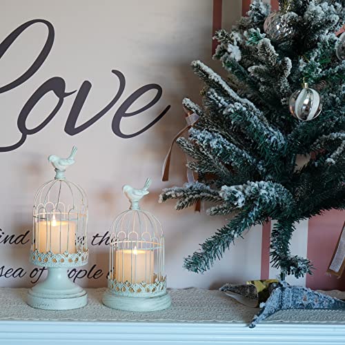 Set Of 2 Decorative Bird Cage Candle Holder For Pillar Candles, Retro Creative Metal Wire Cage Candlestick Holder Bird Decor, Centerpieces Lantern Stand Farmhouse Holiday Decoration, Ideal Gift #TOP3