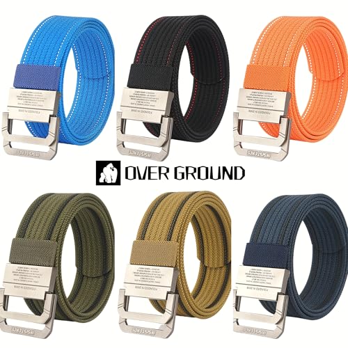 Double D-Ring Metal Buckle Colorful Nylon Webbing Belt Key Ring Strap, Casual Durable Tactical Golf Web Belt for Work Travel3