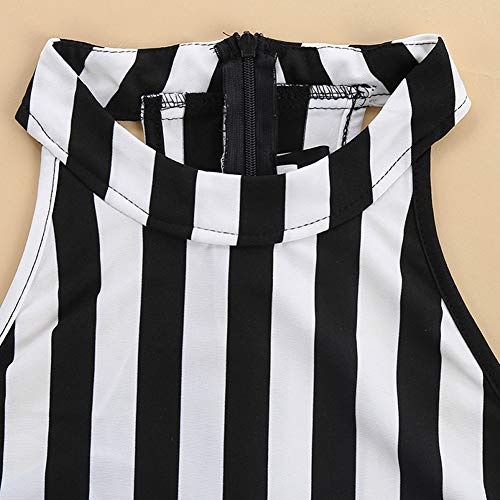 Macacão Feminino Roupas da Moda 2019 Listras Sem Mangas Halter Magro Calças Romper Com Cinto (Preto,