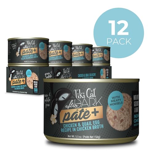 Image of Tiki Cat After Dark Pate+ Chicken & Quail Egg, 5.5 oz. Cans (Pack of 8) | High protein, includes organ meats, high-moisture broth, 5.5 oz cans, pack of 8