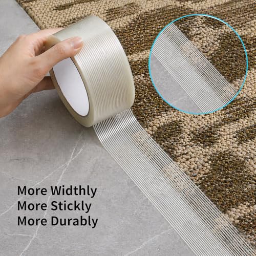 Image of Strapping Tape 2 Inch x 35 Yards 1 Rolls, Heavy Duty Tape for Cargo, Clear Packing Tape Reinforced with Mono Fiberglass, 5.5 Mil Thick Filament Tape, Strong Packaging Tape & Fiber Tape