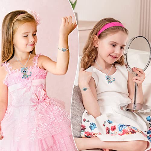 Lovely Rainbow Rhinestone Cat Jewelry Set For Girls Pendant Necklace Girl Jewelry Gift For Girls Daughter Granddaughter Niece Christmas Gift Girl Birthday Gift over 3 years old.4
