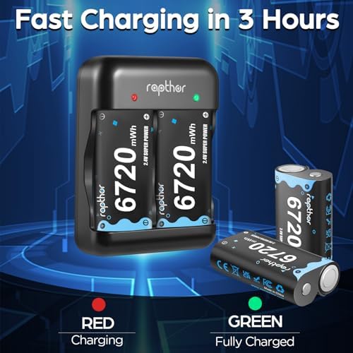 Rapthor 2800mAh Rechargeable Battery Pack Compatible with Xbox One/One S/One X/One Elite/Series S/X, Controller Batteries Pack with Charger 2.4V Ni-MH Low Self image 4