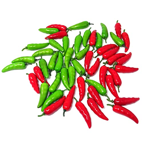 Honbay 50Pcs Foam Mini Pepper Chili Artificial Hot Chili Lifelike Fake Vegetable For Home Kitchen Party Decoration #TOP2