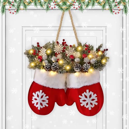 Türkranz Weihnachten Beleuchtet, Weihnachtshandschuhe Weihnachtskranz...