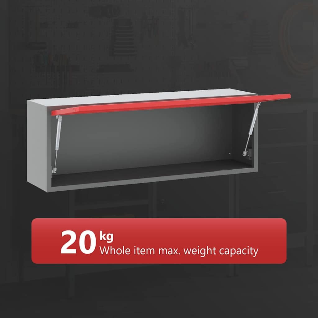 vidaXL Szafka na narzędzia Czerwony i Szary 100 x 25 x 35 cm | Mnóstwo miejsca na Twoje narzędzia, Otwierają się gładko, żebyś miał łatwy dostęp,
