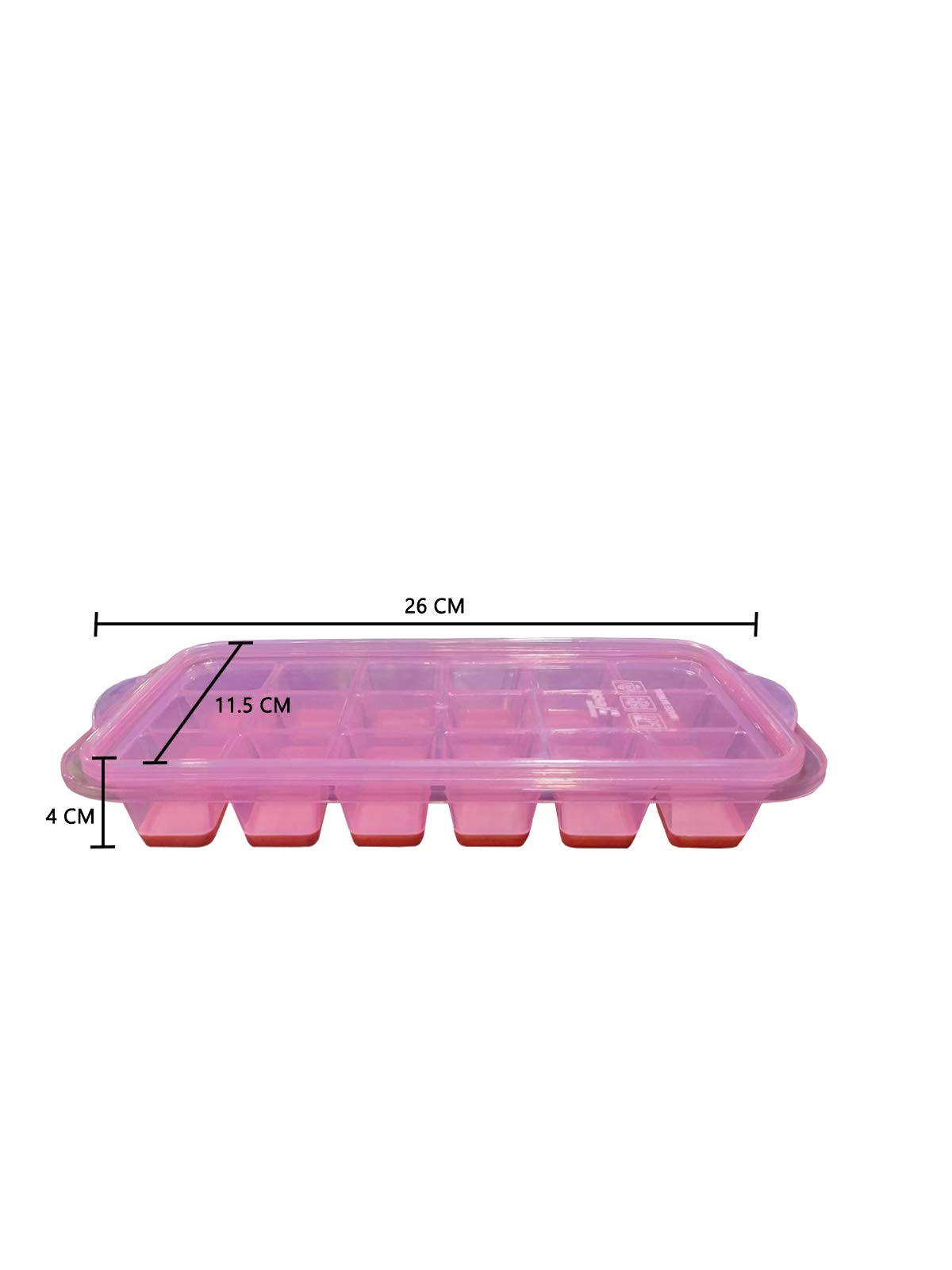 InddusHome® Small POP-UP Ice Cube Tray with Flexible Silicon Bottom and Lid, 12 Cube Trays (Multicolor - Pack of 2) Plastic 3