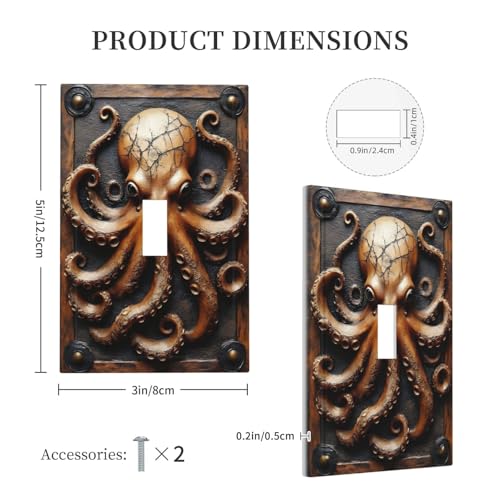 Decorative Light Switch Cover Plate Vintage Octopus 1 Gang Wall Plate Oversized Single Toggle Wall Cover Plate Jumbo Electrical Switchplate Faceplate