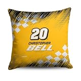 Northwest NASCAR Christopher Bell Simple Speed Double-Sided Throw Pillow 18x18 Inches, Soft Decorative Racing Accent Cushion