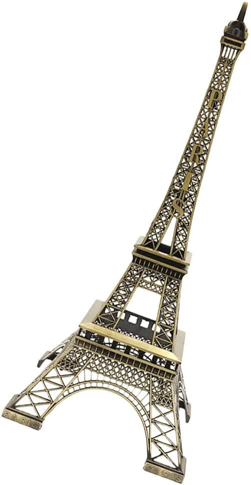 HOMSFOU Vintage Eiffel Tower Model 3D Architectural Craft Alloy Figurine Desktop Decor Landmark Ornament Gift
