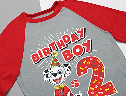 Image of Tstars Paw Patrol Rubble 3rd Birthday Baseball Tee Toddler Boy 3 /4 | Soft raglan Rubble digging tee for turning three; great for 3rd birthday, construction party, photo gift